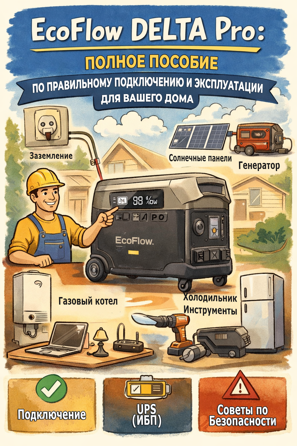 Подключение EcoFlow DELTA Pro